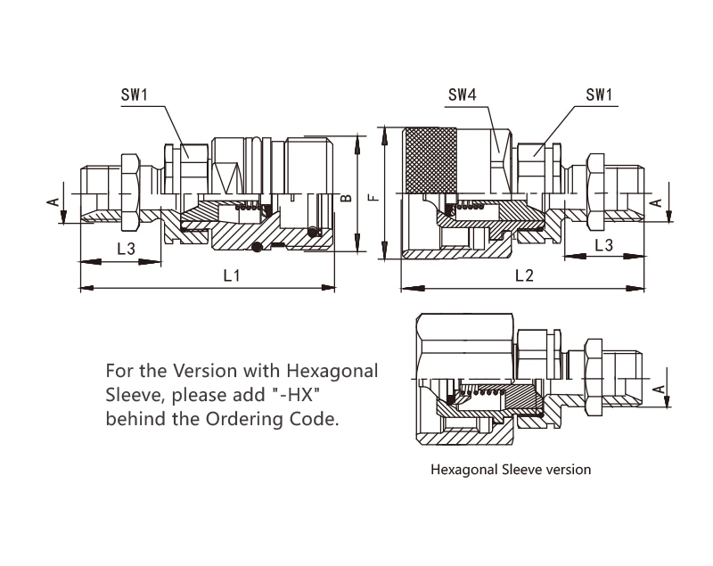 HVV screw connect quick couplings, long male thread type