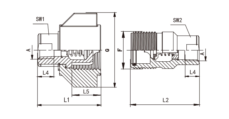 HE carbon steel screw quick couplings