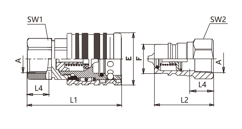 PAP quick release couplings, Iso7241-a