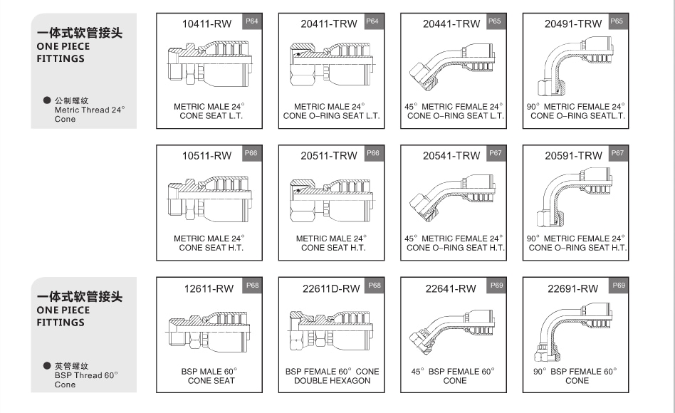 One piece hose fittings